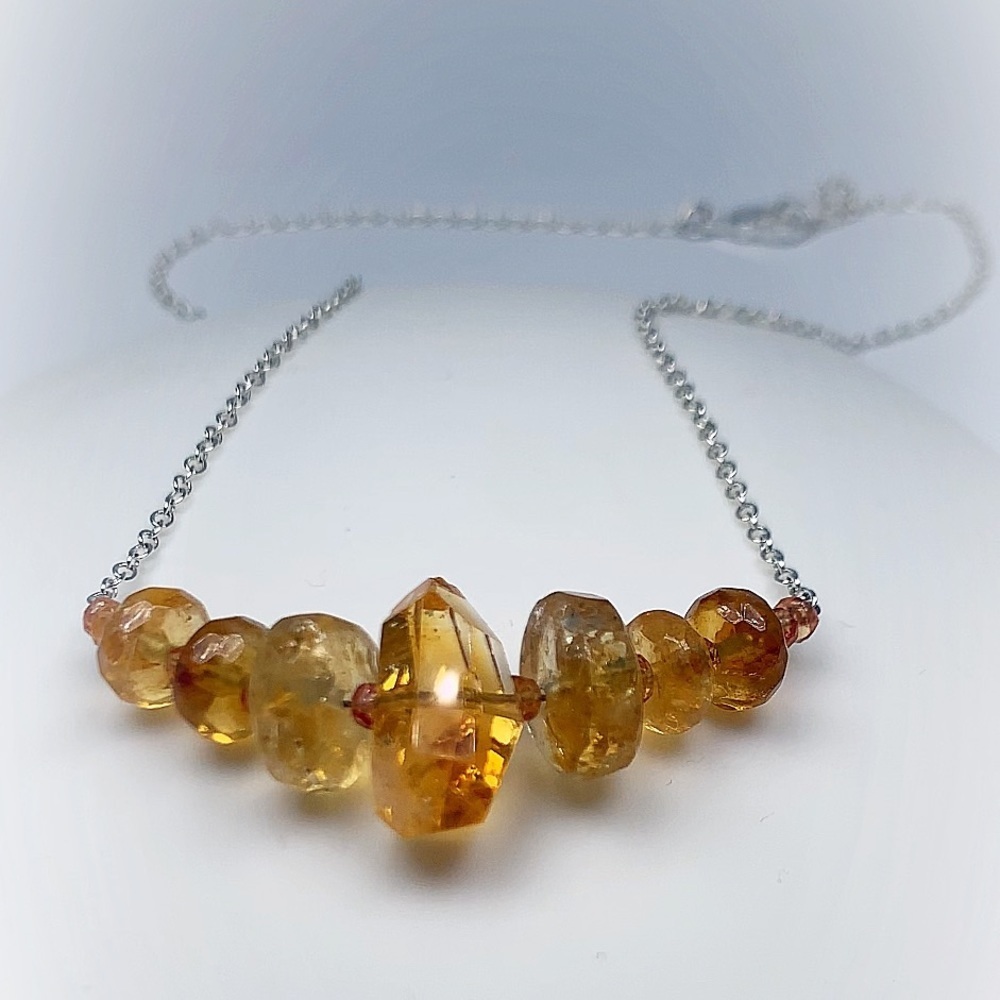 Hand Made Citrine Sapphire Gemstone Necklace - Picture 6 of 6